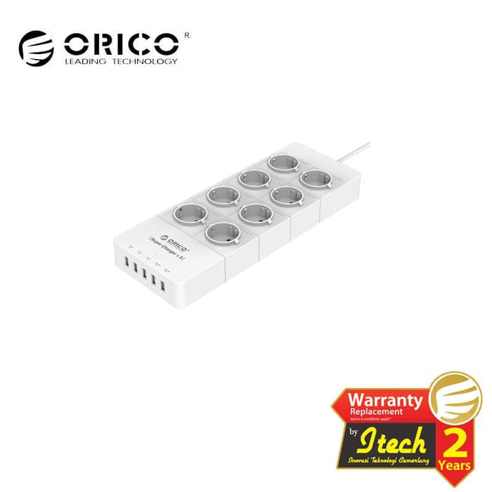 ORICO Surge Protector Strip 8-Outlet with 5 USB FastCharge HPC-8A5U-EU