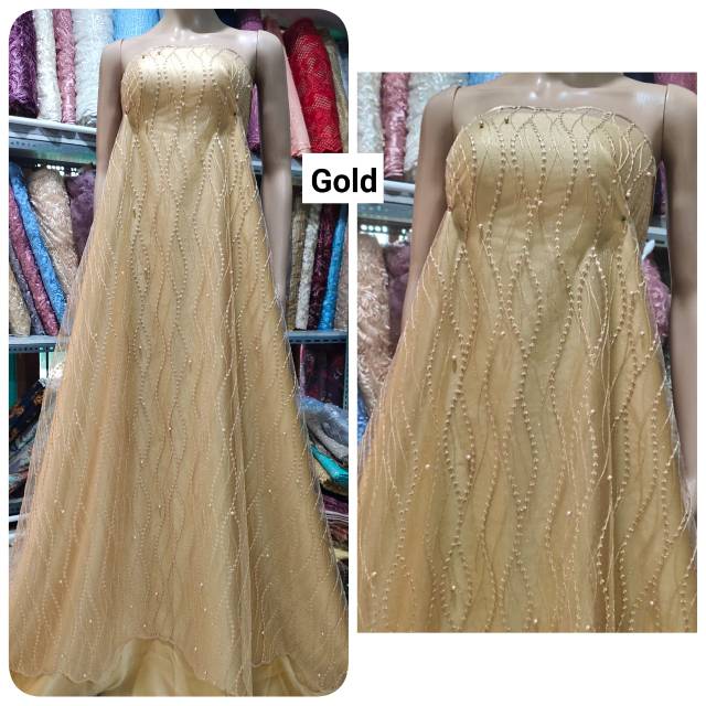 kain/bahan Brokat Tile mutiara salur