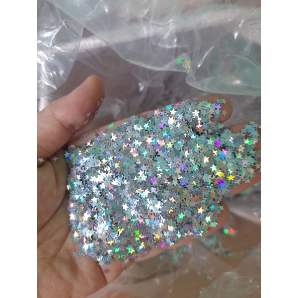 GLITTER SILVER HOLOGRAM BENTUK BINTANG