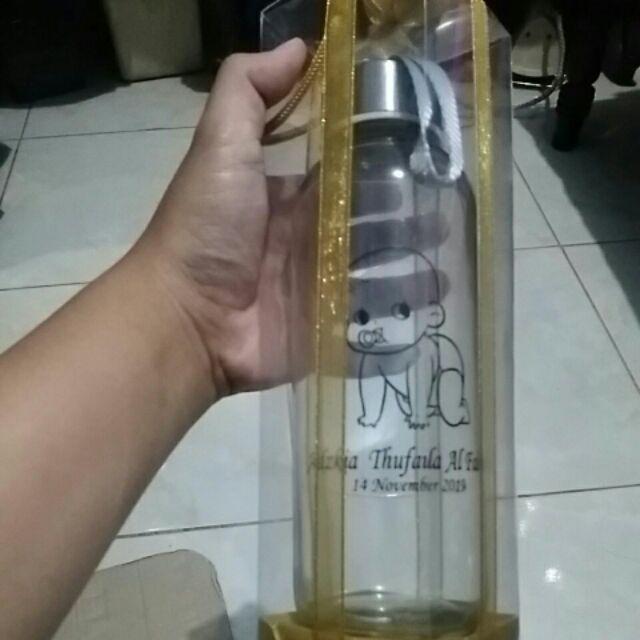 Souvenir Botol Tumbler Bening 420ml + Kemas Costum + Sablon