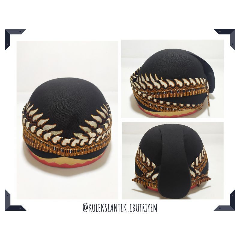 Blangkon Solo Ksatrian Alusan Batik Tulis Latar ireng
