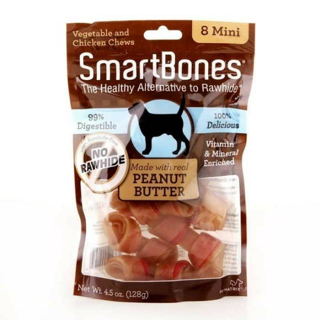 Smart bones peanut butter. Snack anjing. Makanan anjing. Tulang gigitan