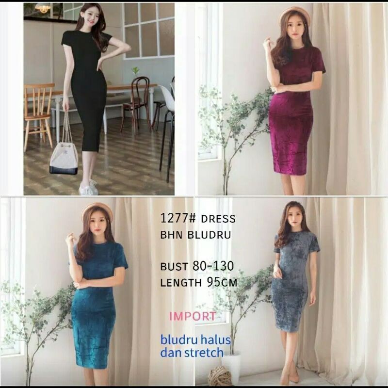 1277Dress Bodycon Bludru import Baju wanita dress cewek baju mini dress minidress gaun pesta kondang
