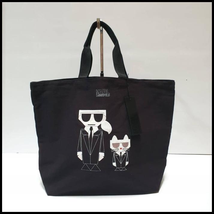 Bag Canvas - Tas Karl Lagerfeld Original - Karl Lagerfeld Tote Canvas Black Cf