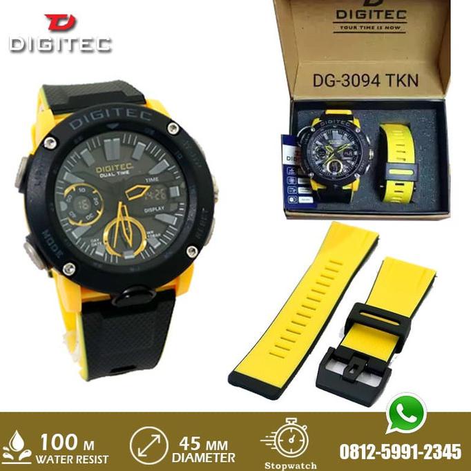 Mantap Jam Tangan Digitec Dg 3094 Dg3094 Double Time Tali Rubber Pria - Navy Limited