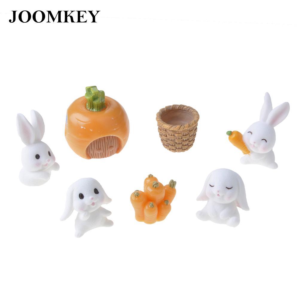 Joomkey 7pcs Mainan Figurin Kelinci Makan Wortel Kartun Mini Untuk Dekorasi Taman Peri Shopee Indonesia