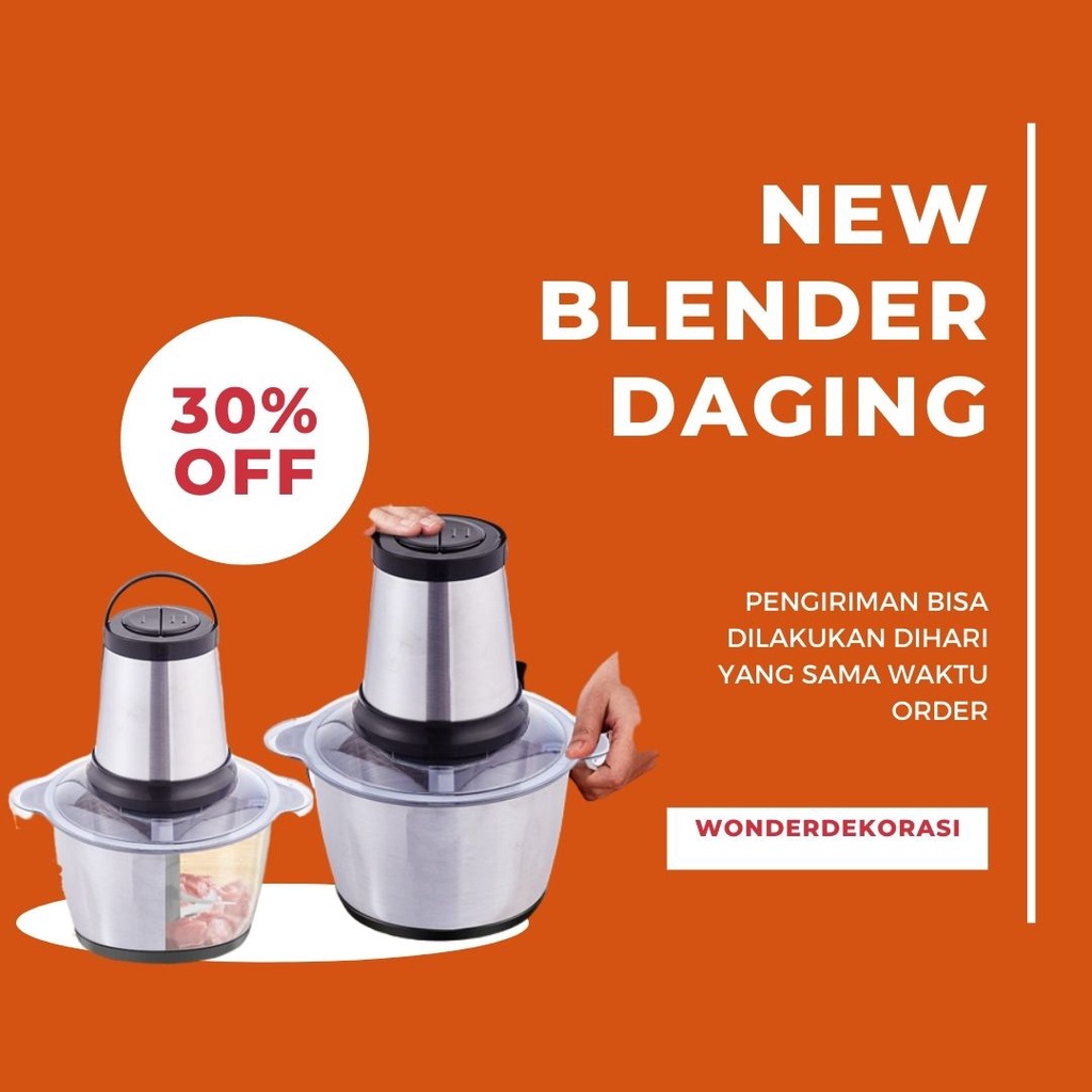 Blender Daging Penggiling Daging chopper Hand Blender Press 2L -Wonderdekorasi