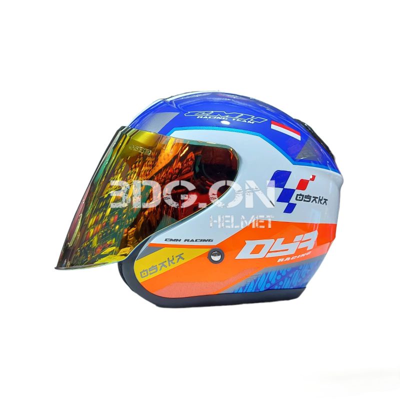 Helm DYR OSAKA KYOTO Motif MANDALIKA PUTIH GLOSS Paket Kaca Venom Iridium
