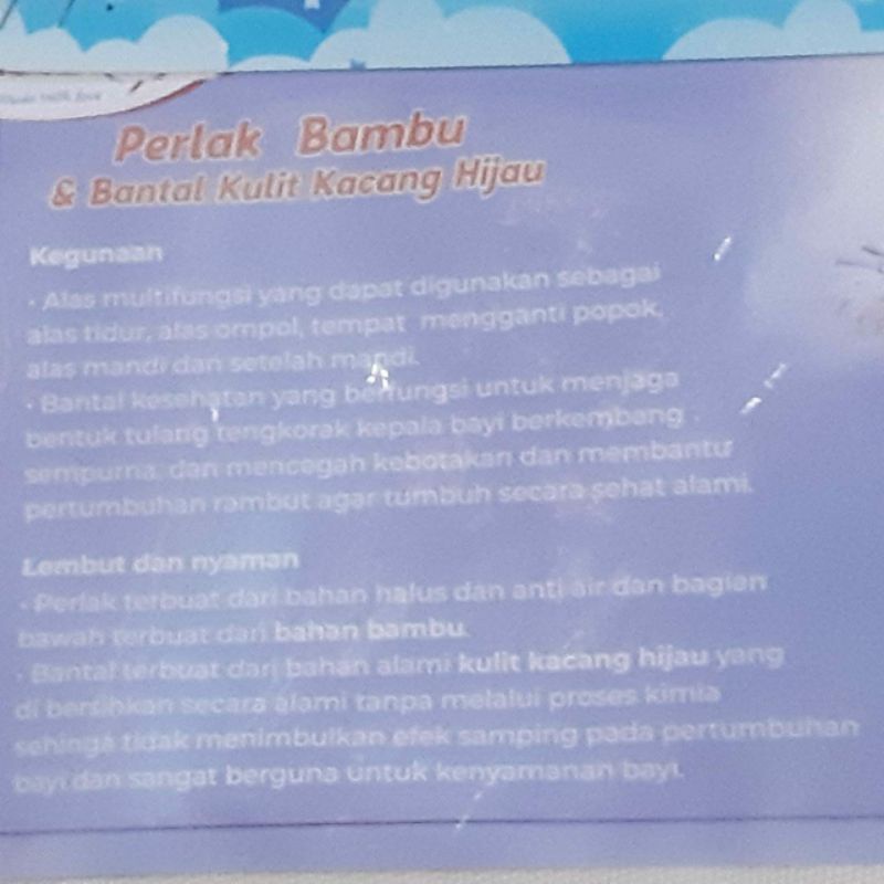 z/n PERLAK BAMBU DAN BANTAL KULIT KACANG HIJAU.