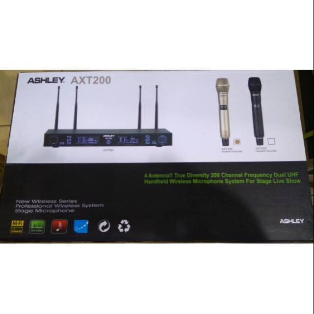 Microphone Mic Ashley AXT200 Wireless 4 Antena