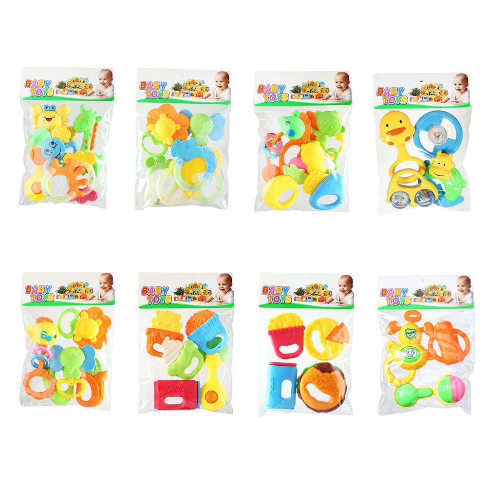 MAINAN  GIGITAN DAN KRINCINGAN BABY PLAY SET ISI 5 PCS MAINAN BAYI KERINCINGAN/MUSICAL BABY RATTLE SE