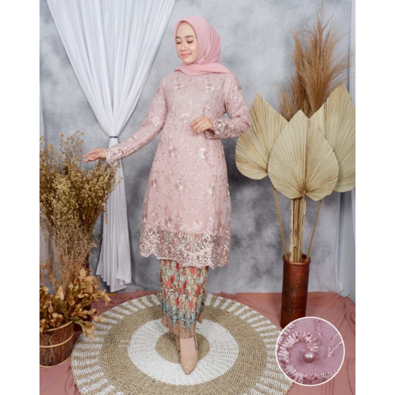 COD / SET KEBAYA MODERN / SETELAN KEBAYA MODERN / SETELAN KEBAYA BROKAT / ATASAN KEBAYA SAJA / KEBAYA BROKAT / KEBAYA BRUKAT / KEBAYA PESTA / KEBAYA WISUDA / TUNIK / TUNIK BROKAT / TUNIK TULLE-Set Rose Gold