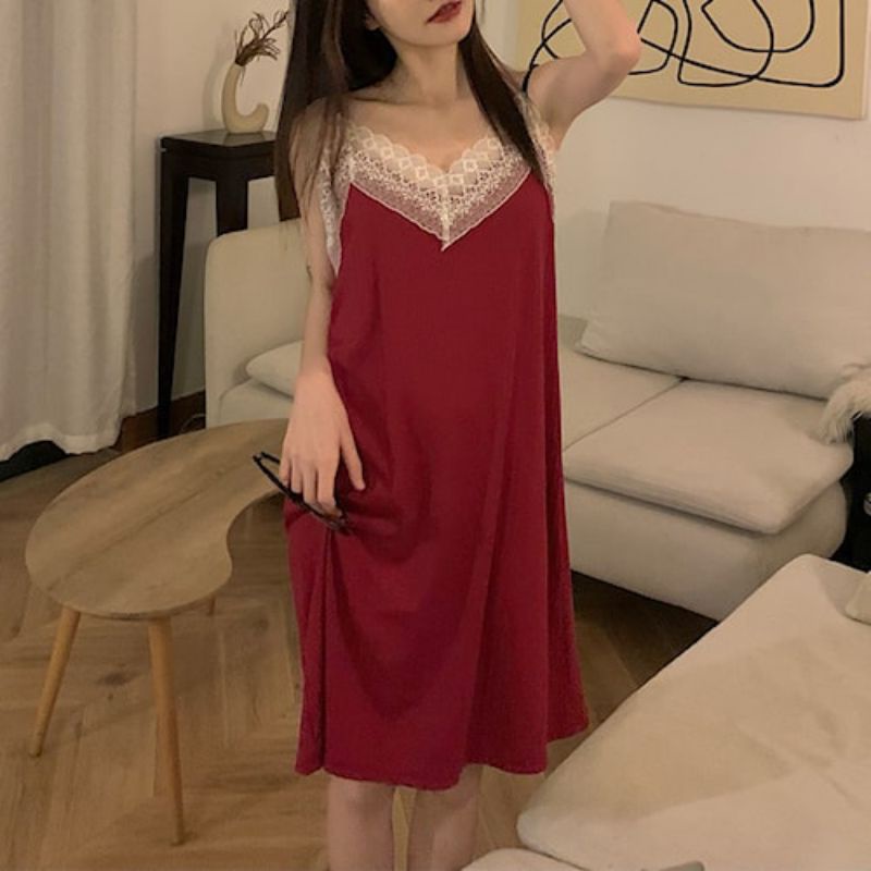 Baju Tidur sexy Lingerie Satin lengan pendek Import Renda V/Ling. . .baju tidur. . .baju piyama mura