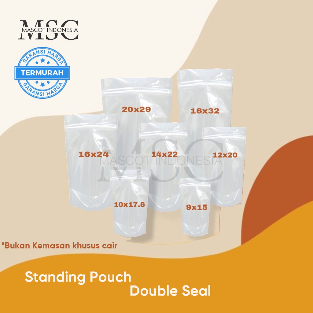 Standing Pouch Mascot | Seal Lebar | Double Seal Merk Mascot  9x15