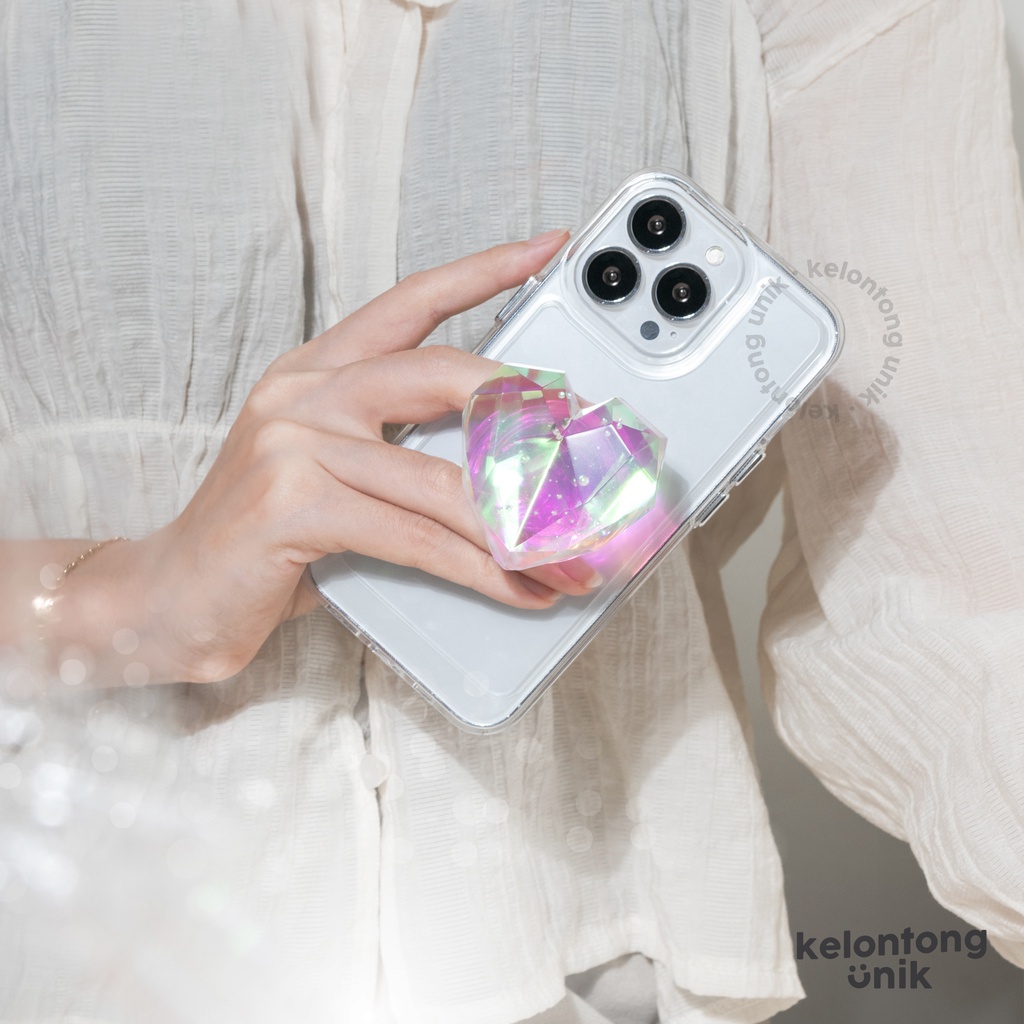 For iPhone - Crystal Heart Hologram Griptok Acrylic Case