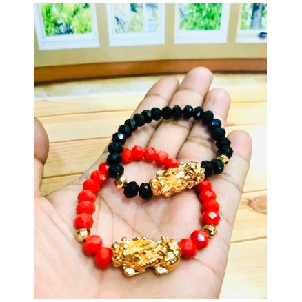 Gelang tangan wanita // gelang kristal pixu lapis emas // replika emas // gelang pixu