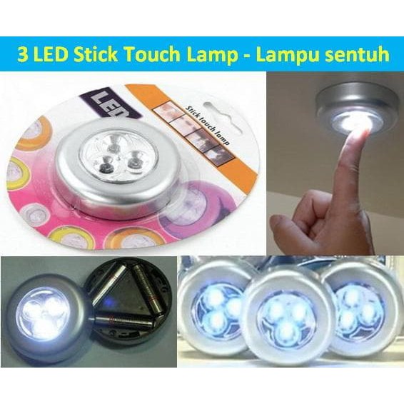 STICK TOUCH LAMP 3 LED / LAMPU DARURAT /LAMPU TEMPEL SENSOR SENTUH AND STICK N CLICK BOHLAM DAPUR