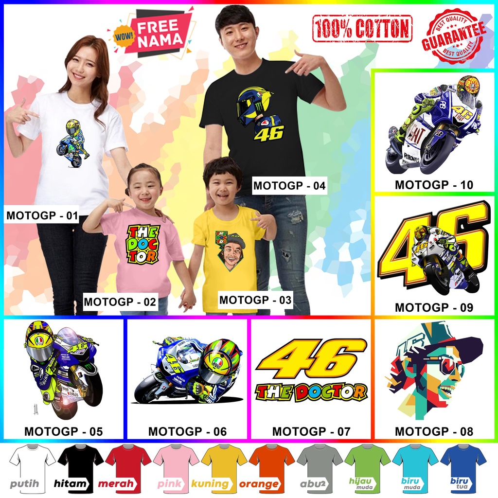 [FREE NAMA!!] Baju Kaos COUPLE  ANAK DAN DEWASA MOTOGP BANYAK MOTIF