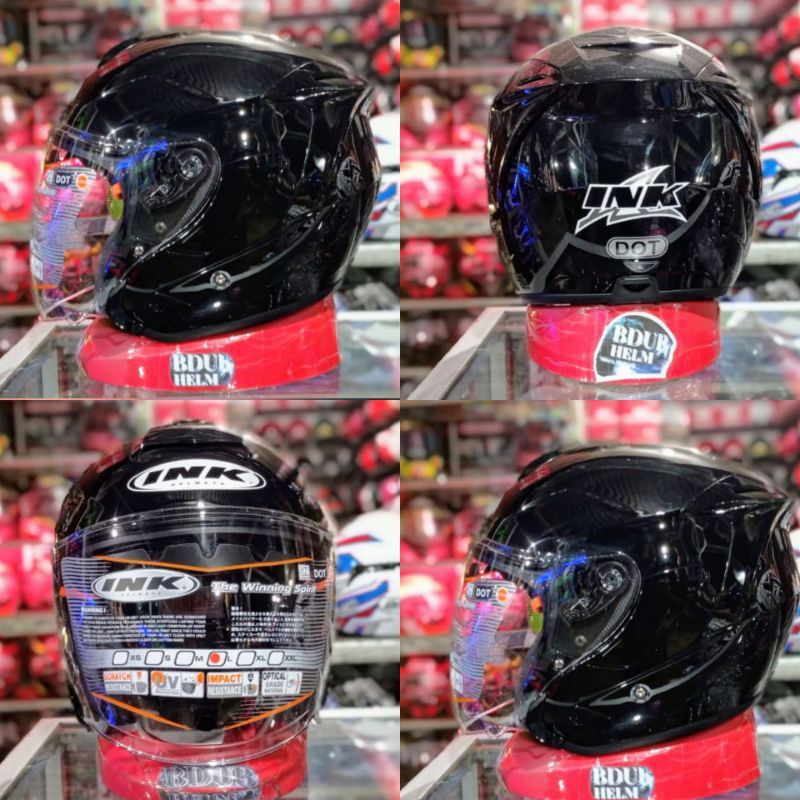 helm ink dynamic solid paket ganteng full-Original black glosy