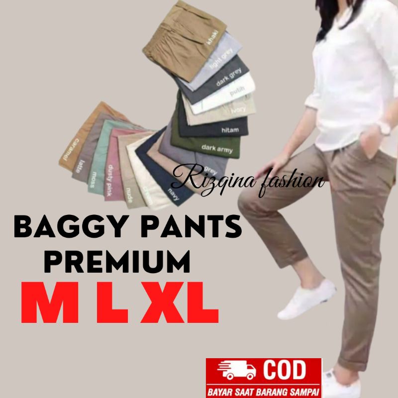 Celana Baggy Pants Wanita Premium Size M L XL