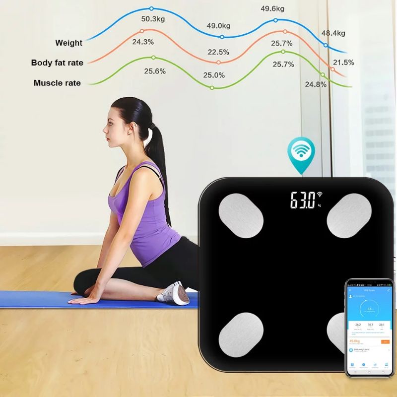 Timbangan Badan Digital Conect Bluetooth Smart Scale Kaca Tempered