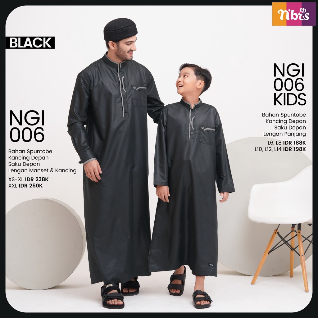 NIBRAS GAMIS IKHWAN NGI 06 &amp; NGI KIDS 06 BAHAN SPUNTOBE JUBAH LAKI - LAKI FASHION MUSLIM