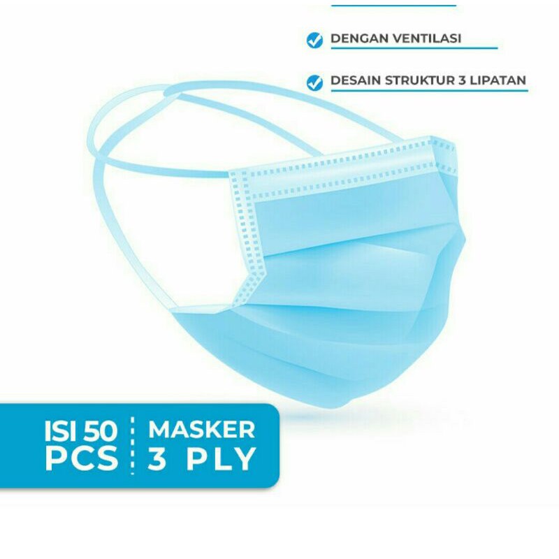 Masker Bedah 3 Ply HEADLOOP / Masker Hijab 3 Ply Disposable