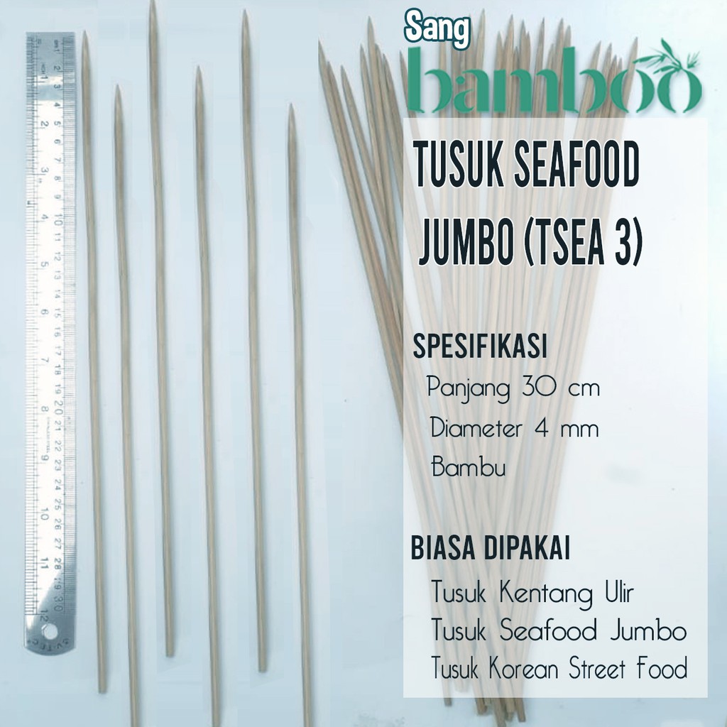Tusuk Sate Bambu Tebal Panjang 35 40 cm isi 100 untuk gurita-kentang spiral-cumi bakar-jajanan korea