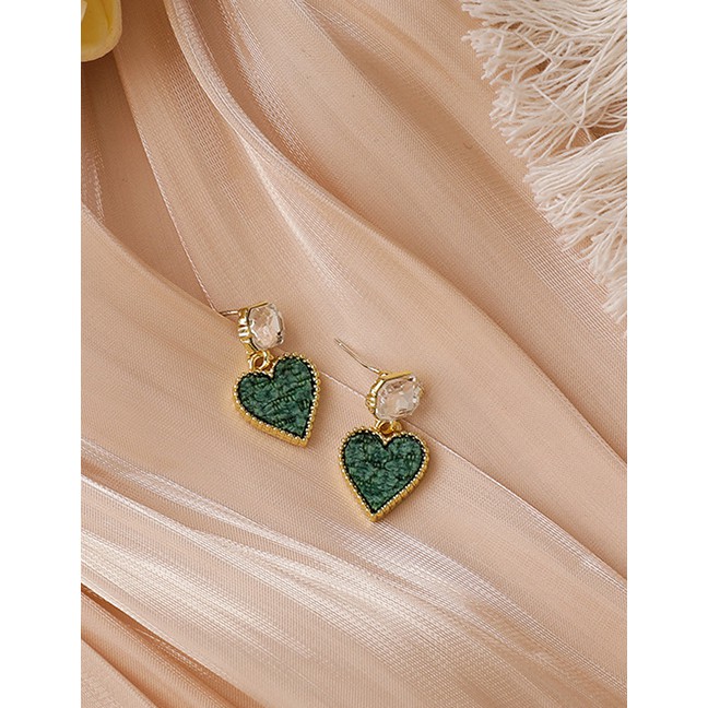 LRC Anting Tusuk Fashion Diamond Heart Alloy Earrings P59523