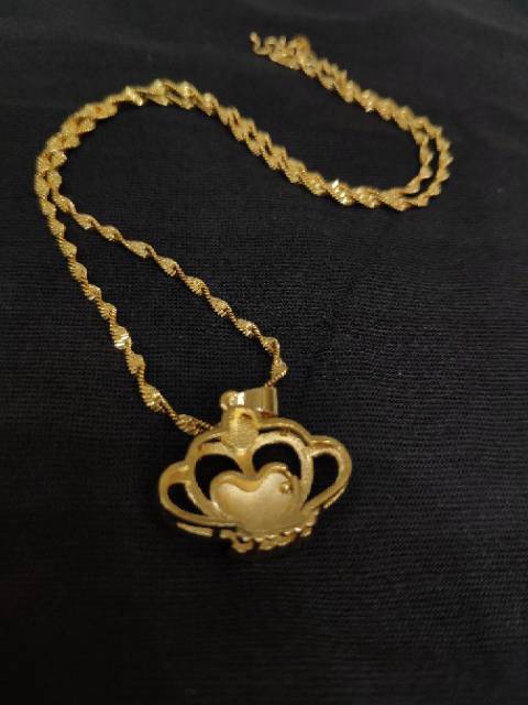 Kalung wanita fashion korea model kalung plintir motif Mahkota Love merek 999