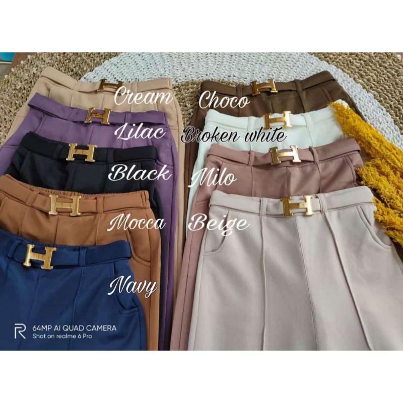 Celana Kulot Panjang Free Belt H//Celana Kulot Scuba Fit To XL//Muat BB 50-70-1