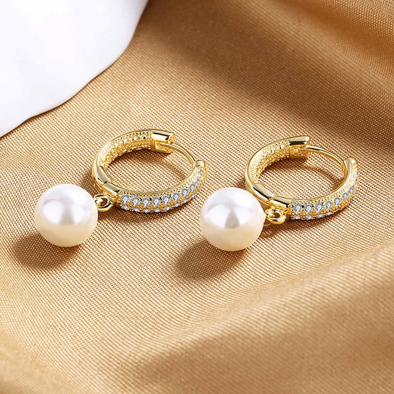 Women Fashion Jewelry Pearl Gold Stud Earings Ladies Simple Channels Earrings Jewellery Elegant Earing