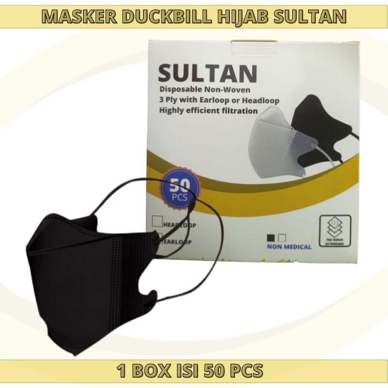 Masker Duckbill Hijab Headloop Sultan 1Box isi 50pcs