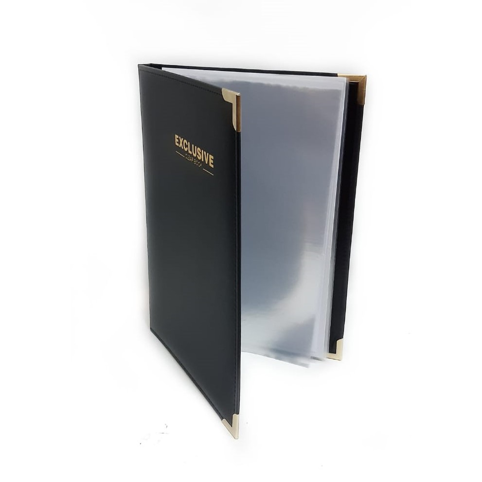 MAP PLASTIK DOKUMEN CLEAR HOLDER FOLIO F4 20 LBR IJAZAH COVER KULIT HITAM TEBAL BAGUS TOYO FL-20