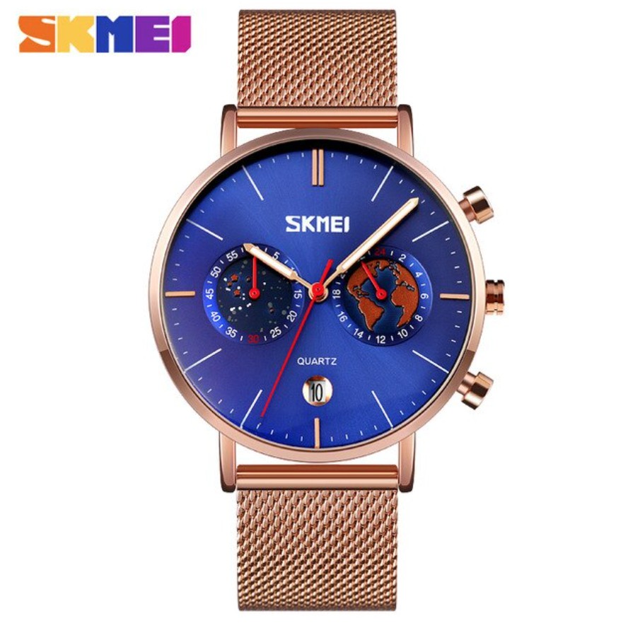 Jam Tangan SKMEI 9231 Curved Glass Quartz Watch Men 24 Hour Minute Date Dial Mens Wristwatches