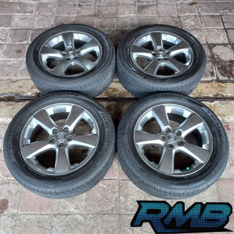 VELG MOBIL BEKAS STANDAR TOYOTA HARIER RING 18 + BAN DUNLOP 235/55 R18 COCOK BUAT INNOVA ALPHARD