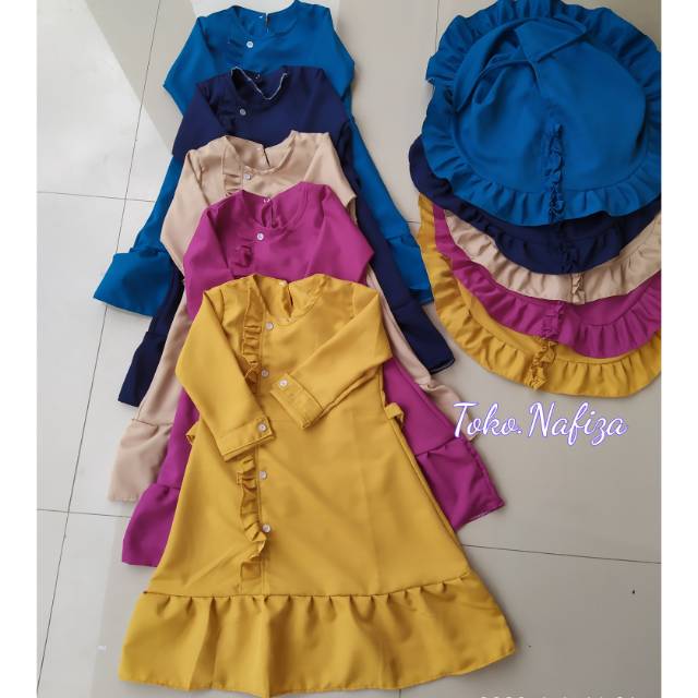 GMS013 (Grosir) Gamis kancing ceruty anak, gamid anak harga kodian
