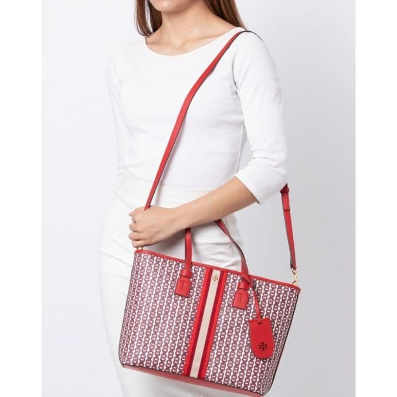 Tory Burch Gemini Link Tote Bag Liberty Red - Original Guarantee 100%
