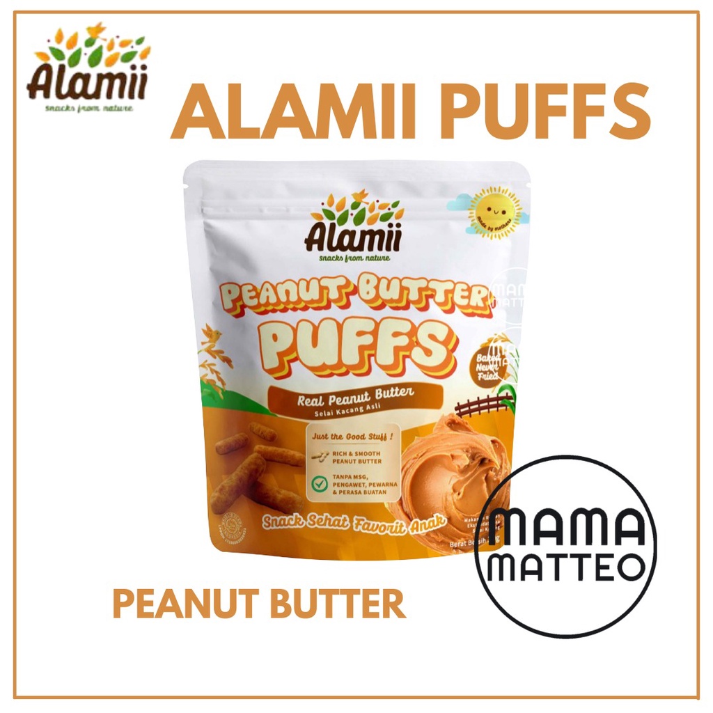 ALAMII PUFFS Snack Bayi Anak / Baby Food Snack Kids / Cheese Golden Veggie Peanut Butter Strawberry Yoghurt Chocolate Cheesy Tomato Chicken Mushroom Keju / ALAMI BANDUNG