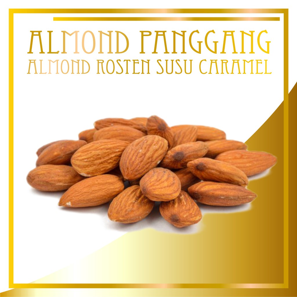 almond panggang /almond rosten susu caramel almond pedas manis