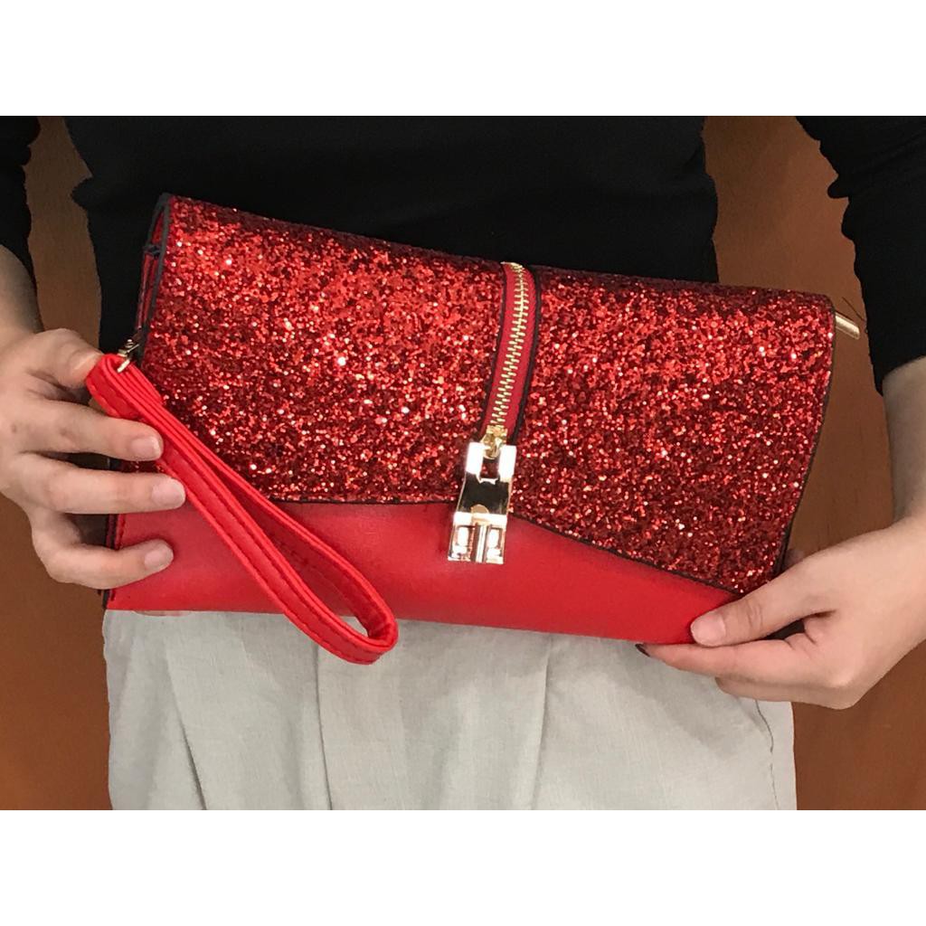Clutch Pesta Blink Zipper 988 || Clutch Wanita Glitter || Tas Pesta Wanita