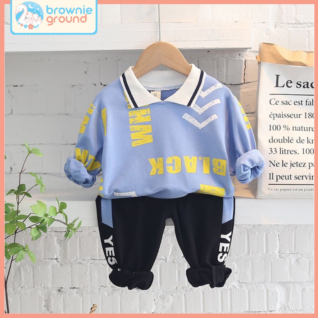 [COD] setelan import motif yes blue setelan anak laki laki keren usia 0 - 5 tahun premium  / brownieground