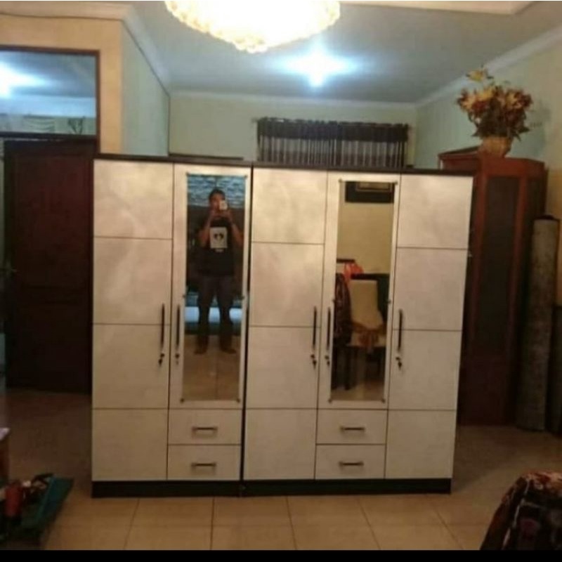Lemari pakaian 5 pintu glossy  cermin