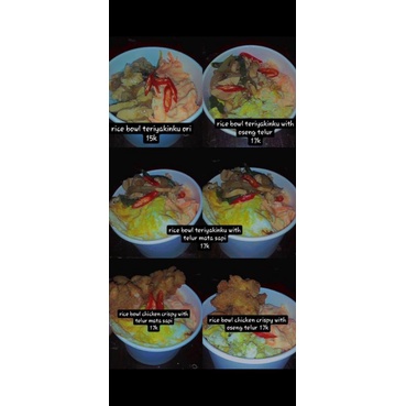 Rice bowl teriyakinku dan rice bowl chicken crispy.