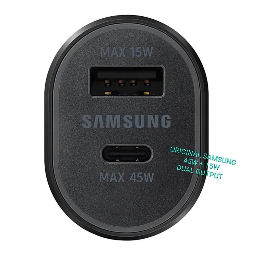 J429 SAMSUNG ADAPTOR MOBIL 2 PORT 45W TYPE C FAST CHARGING CHARGE CASAN TRAVEL ADAPTER UNIVERSAL watt adaptive saver aki accu ac dc travel adapter charge dual usb fast super speed androit hp handphone tc quick charge