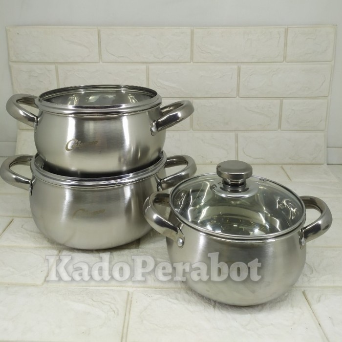 panci calypso stainless tutup kaca - panci stainless calypso-panci sop MEGA STORE