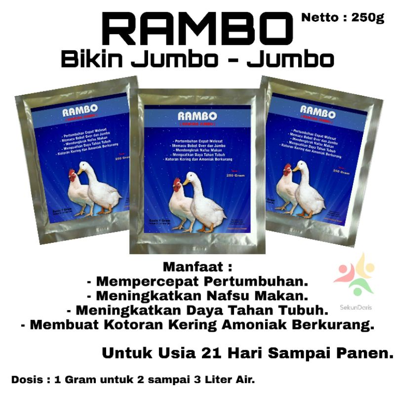 Vitamin Ayam - RAMBO - Vitamin Ayam Broiler - Suplemen Ayam - Vitamin Bebek - Vitamin Entok