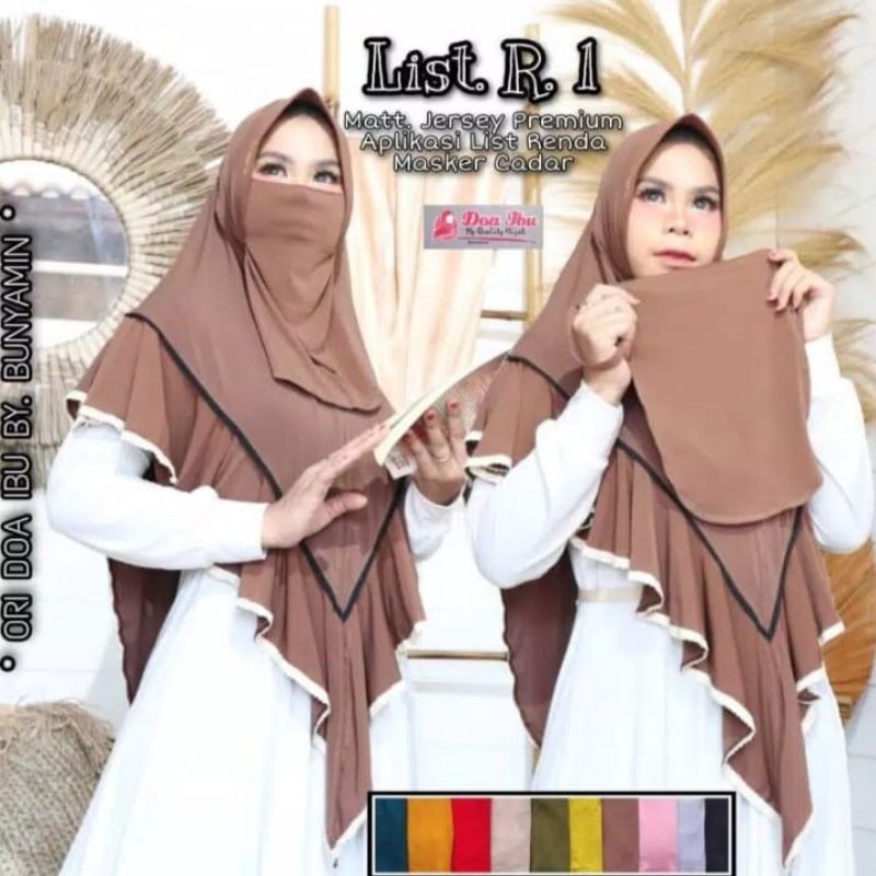 Jilbab hijab kerudung instan Jumbo ORI Doa Ibu Lis R masker