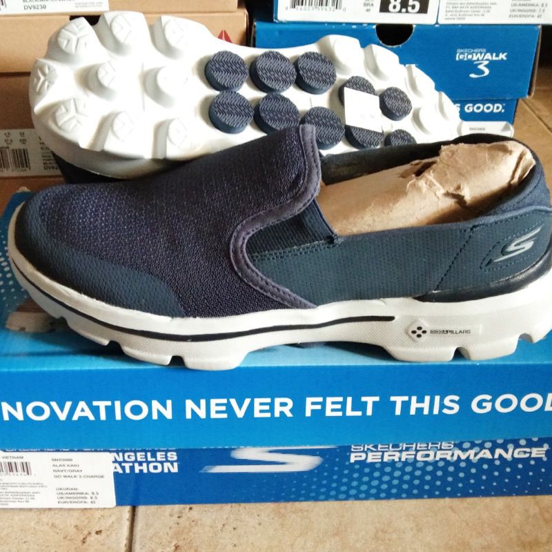 Original 100 % Sepatu Casual Slip On Skechers Go Walk 3 Navy