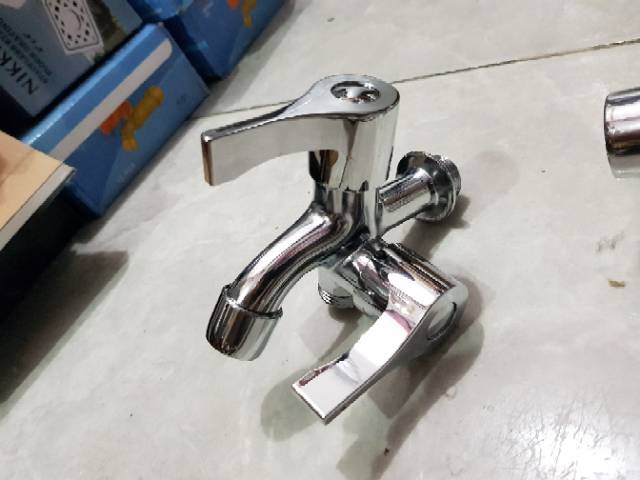 Paket shower tiang set coulomn stainless bulat bano + kran cabang